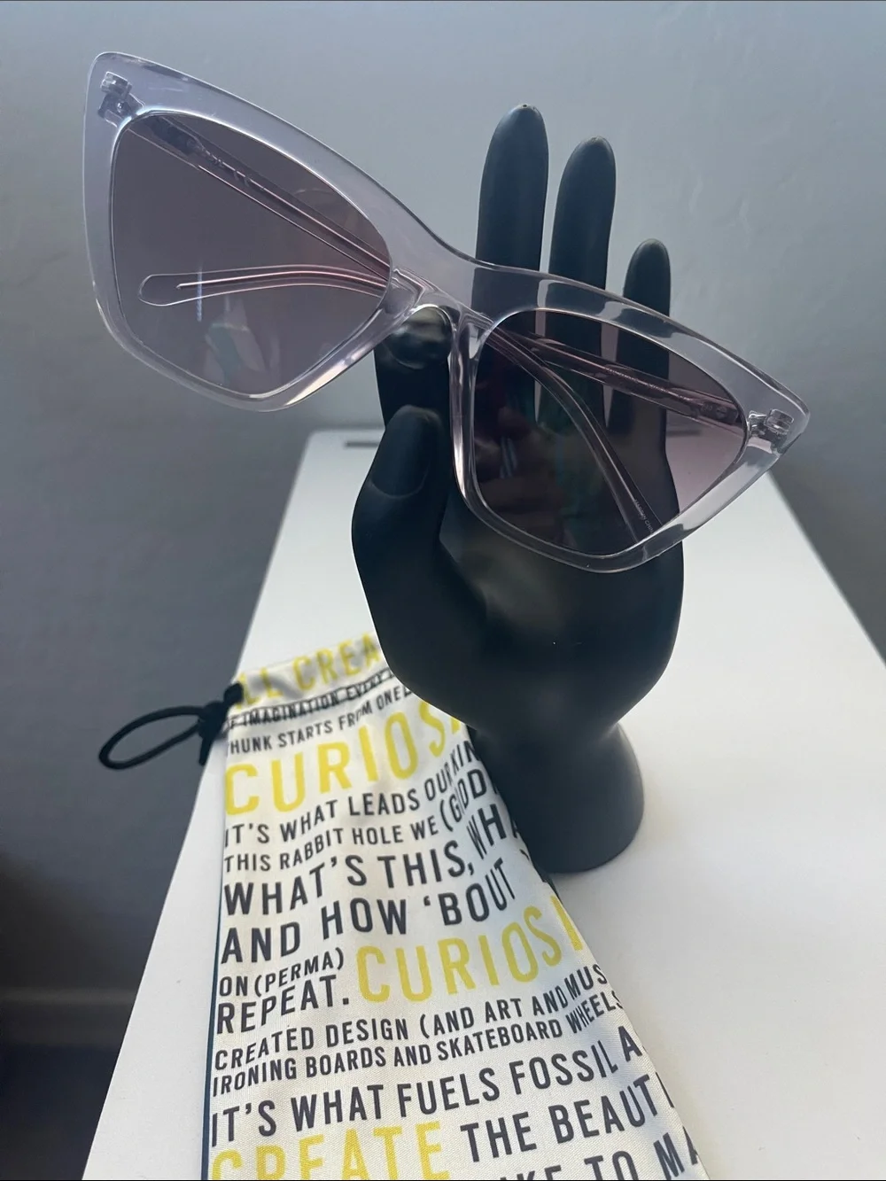 Fossil Translucent Lilac Cat-Eye Sunglasses with Tinted Lenses